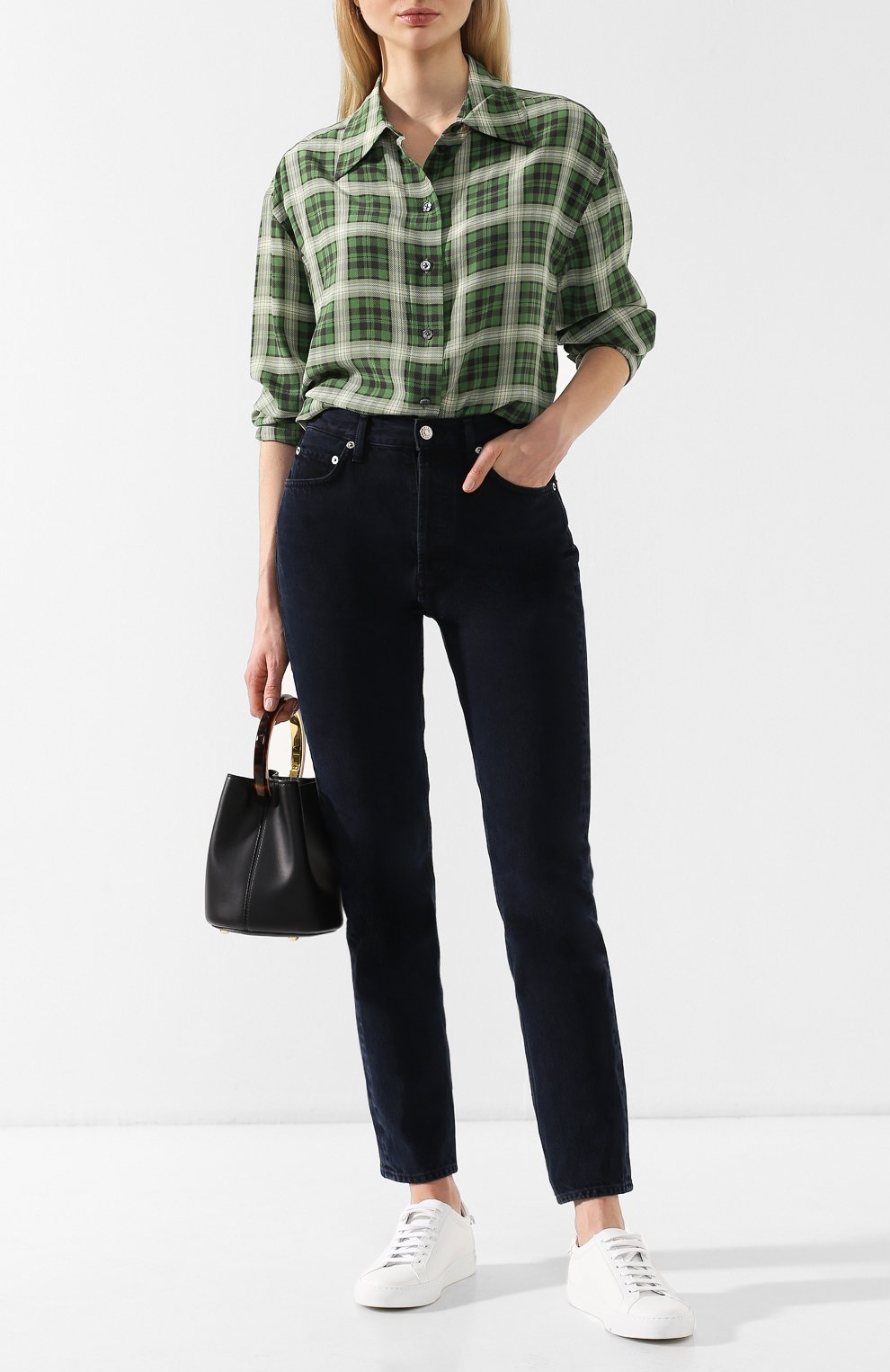 Шелковая рубашка MARC JACOBS (THE) зеленого цвета по цене 34100 руб., арт. M4007811, фото 2 Шелковая рубашка MARC JACOBS (THE), арт. M4007811, фото 2