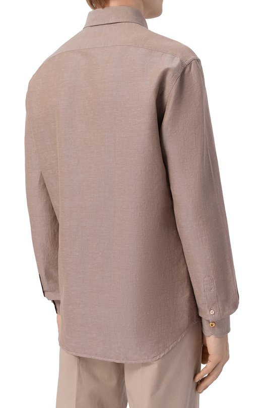 Рубашка из хлопка и льна Stefano Ricci MC007956/BX2928 Коричневый  MC007956/BX2928 Фото 4