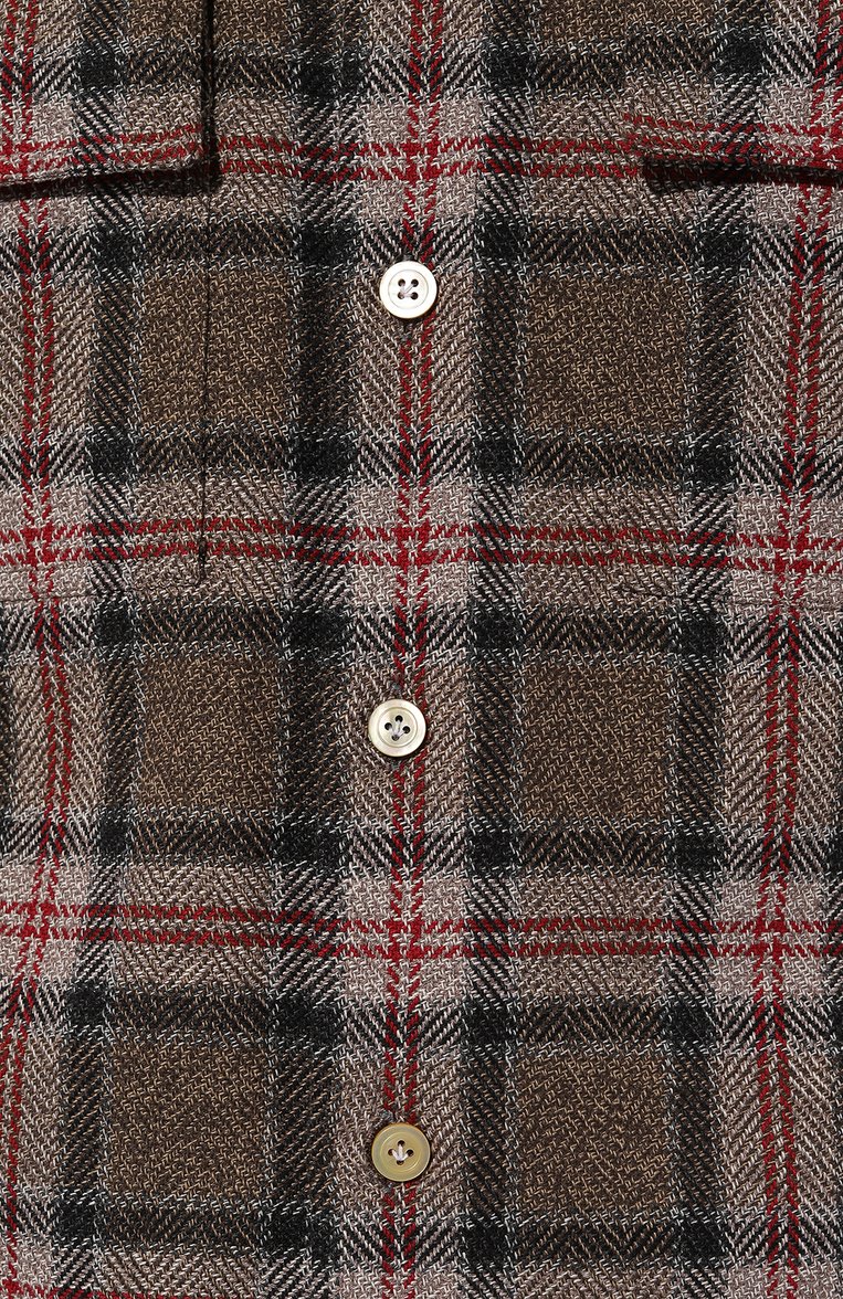 Мужская хлопковая рубашка KITON коричневого цвета, арт. UCRRLH0861305 | Фото 5 (Драгоценные камни: Проставлено; Длина (для топов): Стандартные; Рукава: Длинные; Материал сплава: Проставлено; Материал внешний: Хлопок; Принт: Клетка; Манжеты: На пуговицах; Случай: Повседневный; Воротник: Кент; Стили: Кэжуэл)