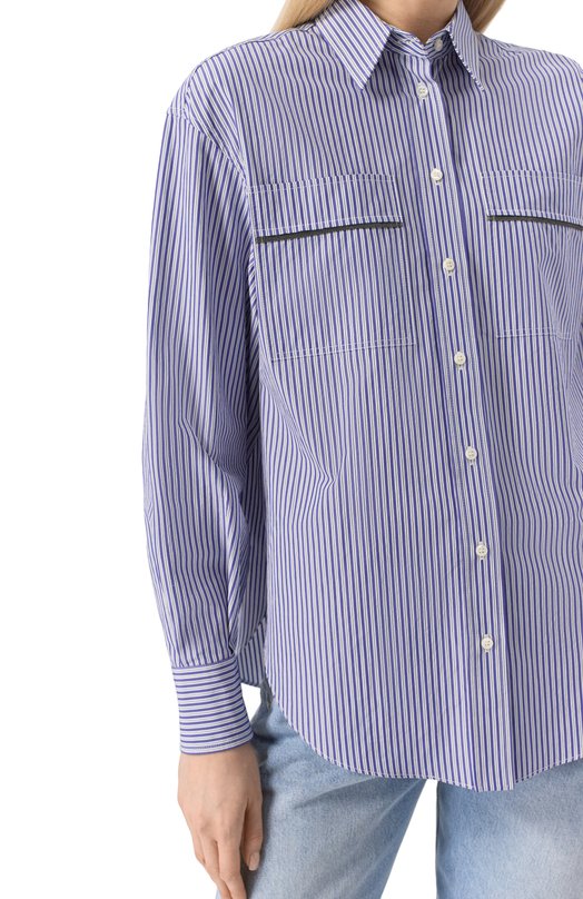 Хлопковая рубашка Brunello Cucinelli MH768RA526 Синий  MH768RA526 Фото 5