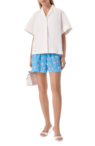 Хлопковые шорты YANINA голубого цвета по цене 37030 руб., арт. T-3134C, фото 2 Хлопковые шорты YANINA, арт. T-3134C, фото 2