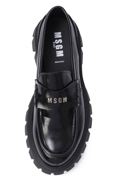 Кожаные лоферы MSGM KIDS черного цвета по цене 27750 руб., арт. 84002/VAR1, фото 4 Кожаные лоферы MSGM KIDS, арт. 84002/VAR1, фото 4