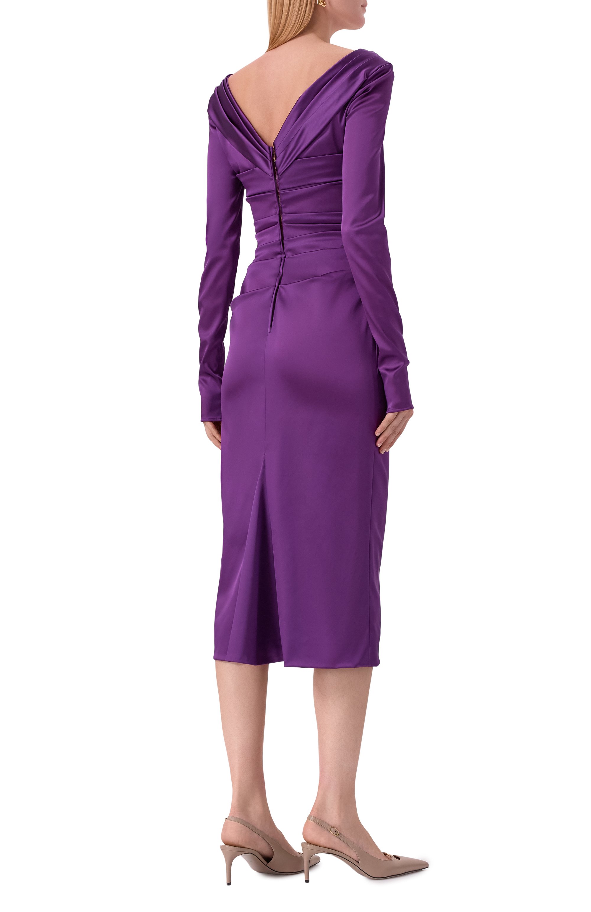 Атласное платье DOLCE & GABBANA фиолетового цвета по цене 389500 руб., арт. F6DJFT/FURHM, фото 3 Атласное платье DOLCE & GABBANA, арт. F6DJFT/FURHM, фото 3