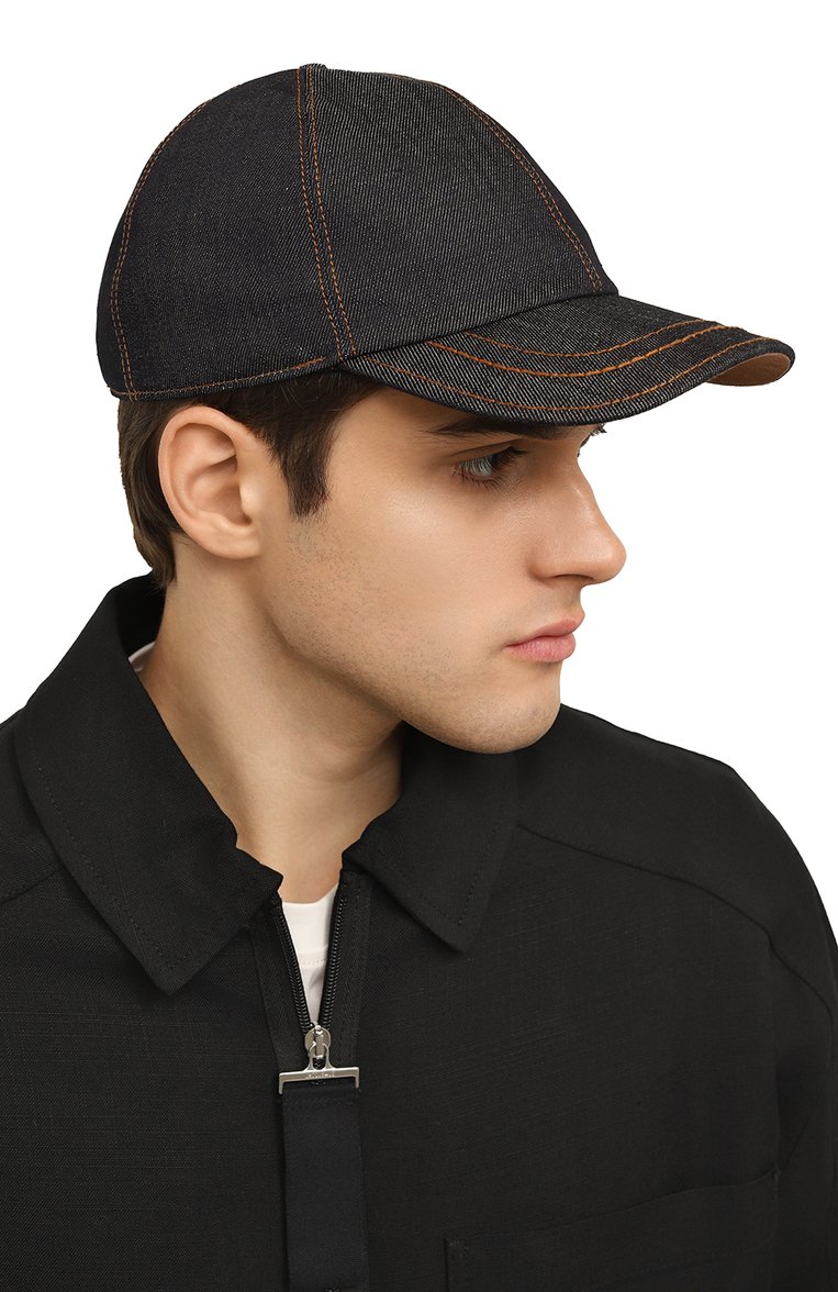 Мужская бейсболка из хлопка и льна ZEGNA темно-синего цвета, арт. Z7I12HA7/B7J | Фото 2 (Материал: Хлопок, Лен, Текстиль; Нос: Не проставлено)