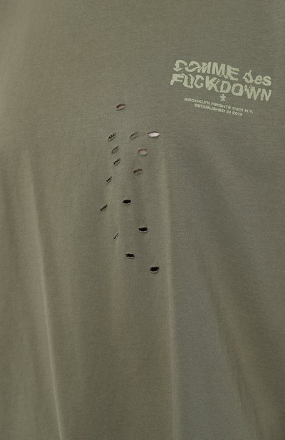 Хлопковая футболка COMME DES FUCKDOWN зеленого цвета по цене 8755 руб., арт. CFABW01186, фото 5 Хлопковая футболка COMME DES FUCKDOWN, арт. CFABW01186, фото 5