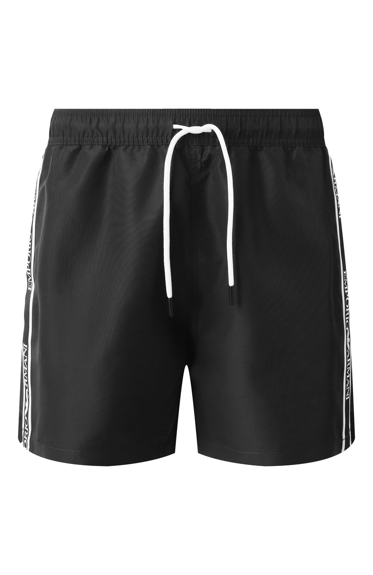 Мужские плавки-шорты EMPORIO ARMANI черного цвета, арт. EM000583/AF12333 | Фото 1 (Нос: Не проставлено; Мужское Кросс-КТ: плавки-шорты; Принт: Без принта; Материал внешний: Синтетический материал)