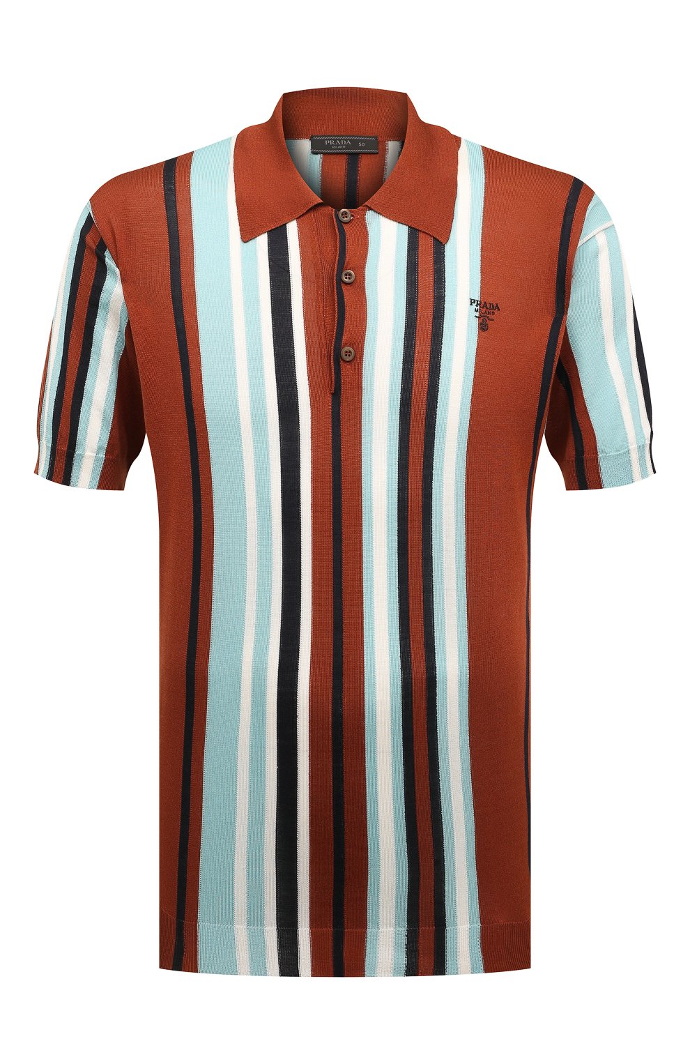 Шелковое поло PRADA разноцветного цвета по цене 200000 руб., арт. UMB335-10MW-F0046-221, фото 1 Шелковое поло PRADA, арт. UMB335-10MW-F0046-221, фото 1
