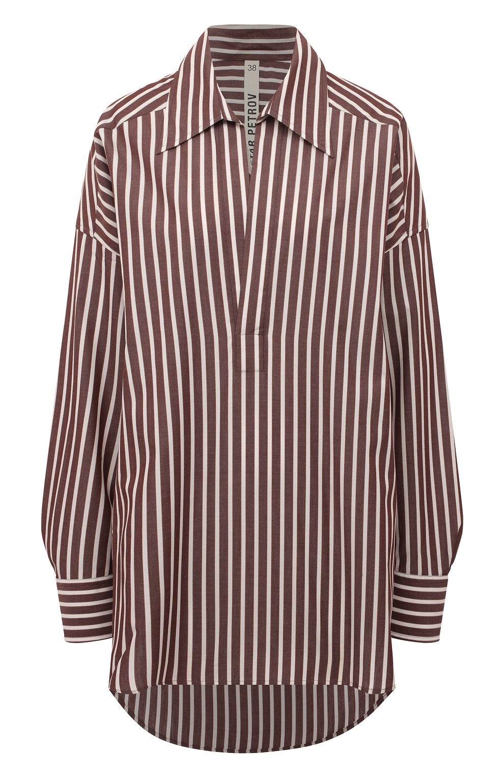 Хлопковая рубашка PETAR PETROV коричневого цвета по цене 69950 руб., арт. S23B17, фото 1 Хлопковая рубашка PETAR PETROV, арт. S23B17, фото 1