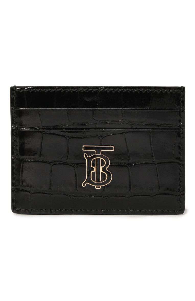 Женский футляр для кредитных карт BURBERRY черного цвета, арт. 8059203 | Фото 1 (Материал: Натуральная кожа; Нос: Не проставлено; Материал сплава: Проставлено)