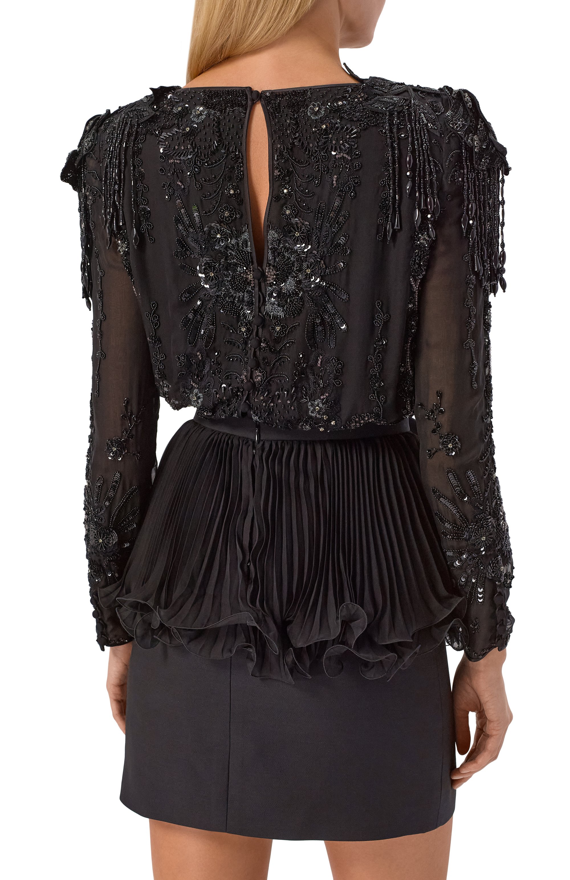 Шелковое платье с отделкой пайетками VALENTINO, арт. 7B0VAGJ0/2UP, фото 3