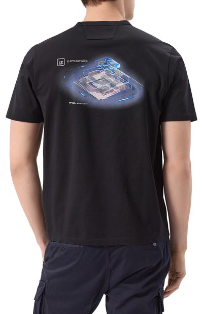 Хлопковая футболка C.P. COMPANY черного цвета по цене 18500 руб., арт. 18CLTS049A006370W, фото 4 Хлопковая футболка C.P. COMPANY, арт. 18CLTS049A006370W, фото 4