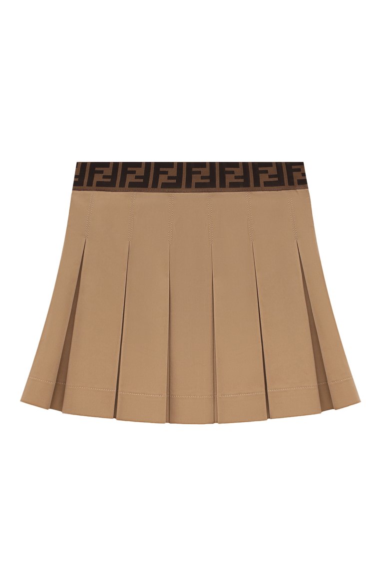 Детская хлопковая юбка FENDI бежевого цвета, арт. JFE124/ADEH/3-6 | Фото 2 (Материал внешний: Хлопок; Материал сплава: Проставлено; Нос: Не проставлено; Случай: Повседневный; Ростовка одежда: 5 лет | 110 см, 6 лет | 116 см)