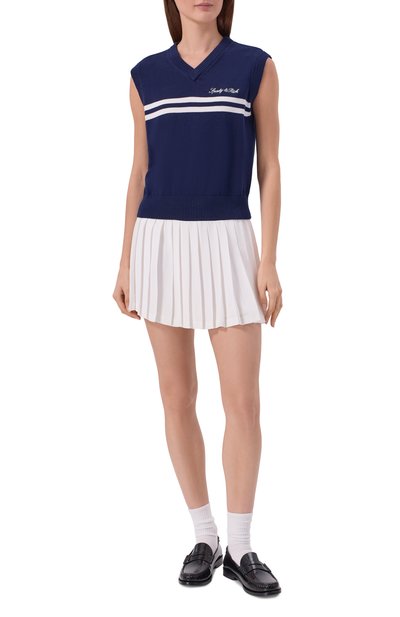 Хлопковый жилет SPORTY AND RICH синего цвета по цене 20750 руб., арт. WS09975326BL107, фото 2 Хлопковый жилет SPORTY AND RICH, арт. WS09975326BL107, фото 2