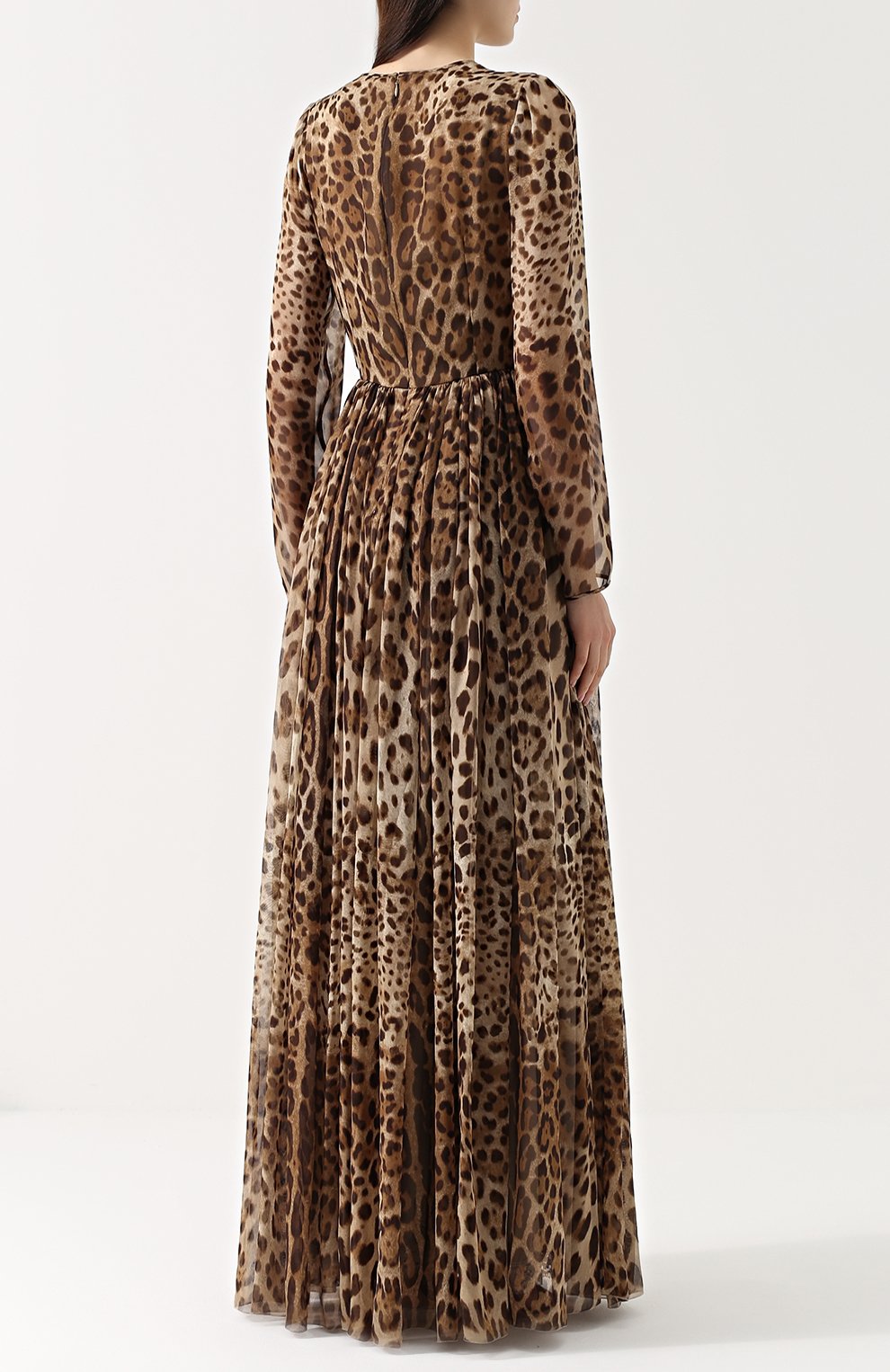 Шелковое платье-макси с леопардовым принтом DOLCE & GABBANA, арт. 0102/F6ZX9T/FS1AR, фото 4