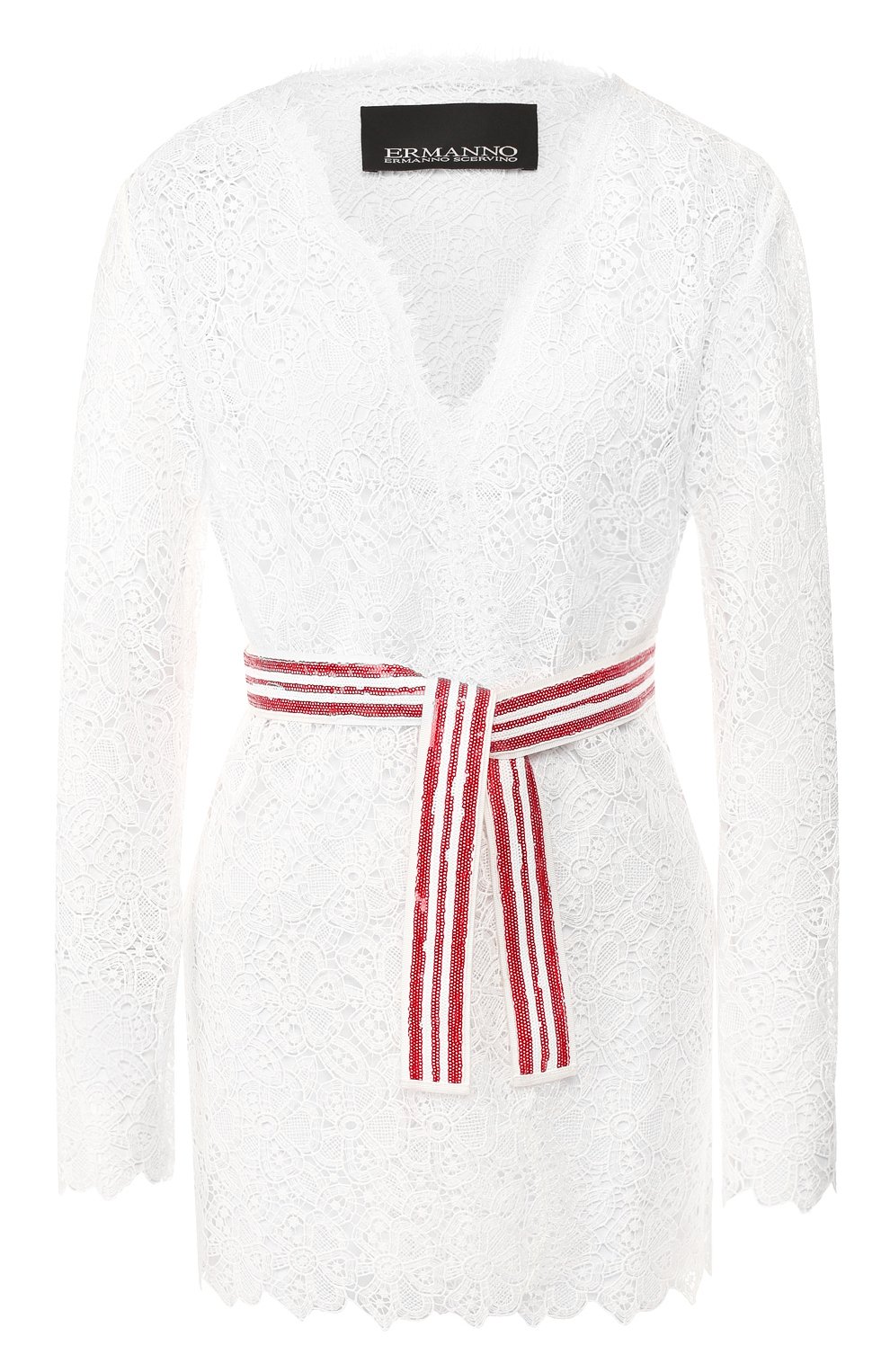 Кардиган с поясом ERMANNO ERMANNO SCERVINO белого цвета по цене 24350 руб., арт. 44 T CP38 MAC, фото 1 Кардиган с поясом ERMANNO ERMANNO SCERVINO, арт. 44 T CP38 MAC, фото 1