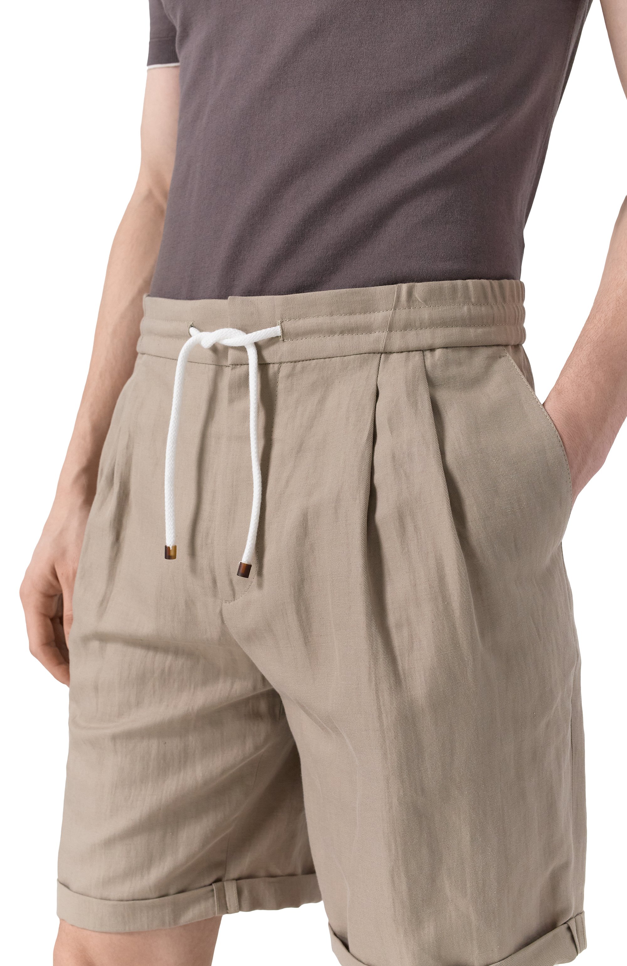 Шорты изо льна и хлопка BRUNELLO CUCINELLI, арт. MH255U0020, фото 5