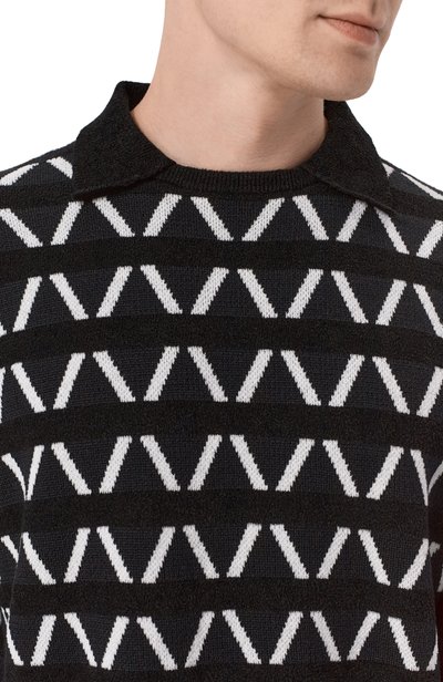 Свитер из шерсти и вискозы GIORGIO ARMANI черно-белого цвета по цене 212500 руб., арт. GM004720/AF30723, фото 5 Свитер из шерсти и вискозы GIORGIO ARMANI, арт. GM004720/AF30723, фото 5