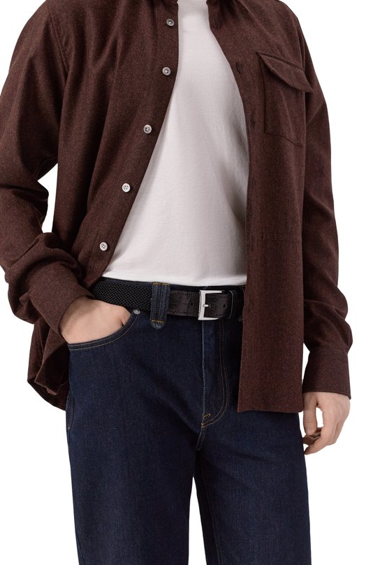 Ремень с отделкой  из кожи крокодила Kiton USC4336N0134004 Чёрный  USC4336N0134004 Фото 2