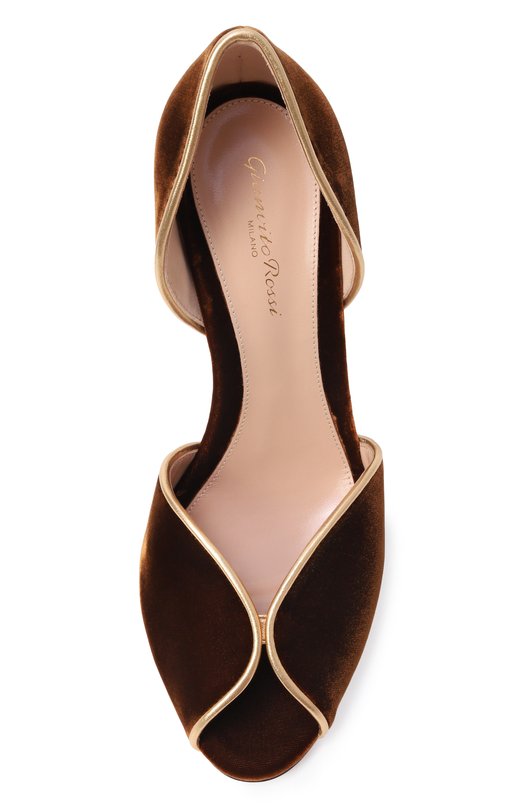 Бархатные туфли Ethel Gianvito Rossi G61751.95RIC.NK1MKBW Золотой  G61751.95RIC.NK1MKBW Фото 6