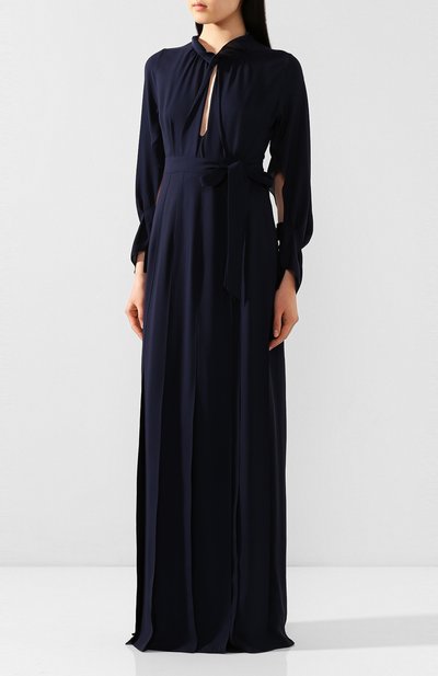 Шелковое платье ROLAND MOURET синего цвета по цене 195000 руб., арт. SS20/S0944/F5073, фото 3 Шелковое платье ROLAND MOURET, арт. SS20/S0944/F5073, фото 3