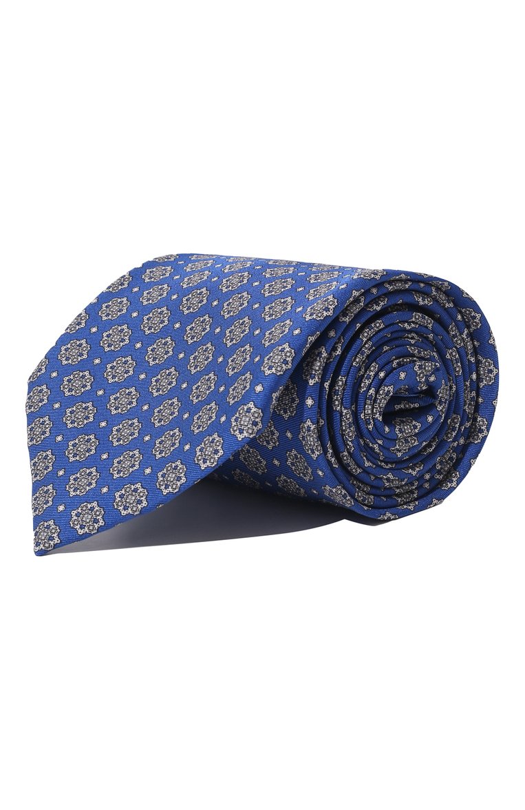 Мужской комплект из галстука и платка STEFANO RICCI синего цвета, арт. DH/45101 | Фото 1 (Принт: С принтом; Материал: Текстиль, Шелк; Материал сплава: Проставлено; Нос: Не проставлено)