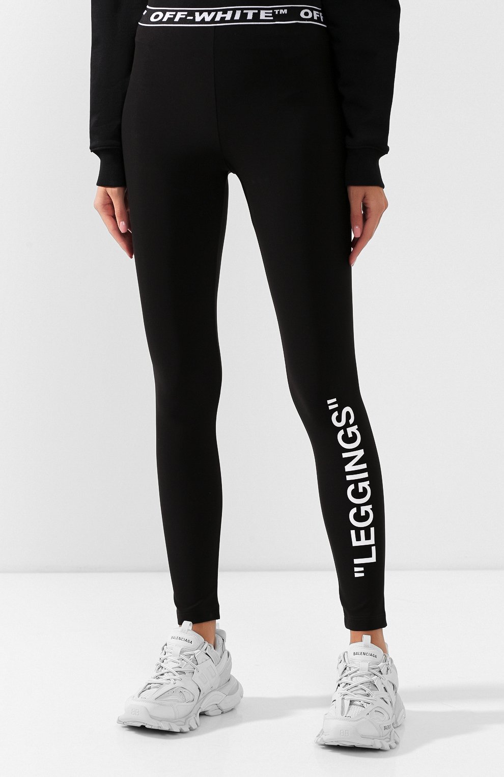 Легинсы OFF-WHITE черно-белого цвета по цене 36450 руб., арт. 0WCD009R19B780631001, фото 3 Легинсы OFF-WHITE, арт. 0WCD009R19B780631001, фото 3