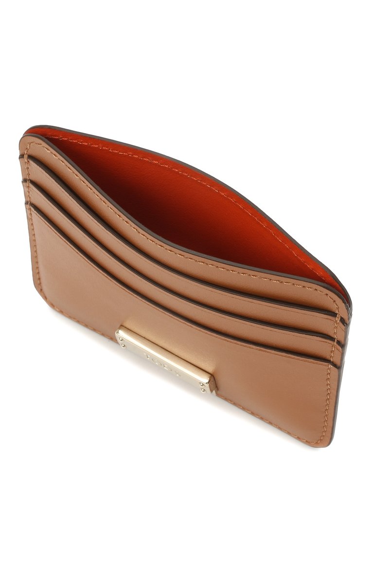 Женский кожаный футляр для кредитных карт TOD’S коричневого цвета, арт. XAWENBF1200PXP | Фото 3 (Материал: Натуральная кожа; Нос: Не проставлено; Материал сплава: Проставлено)