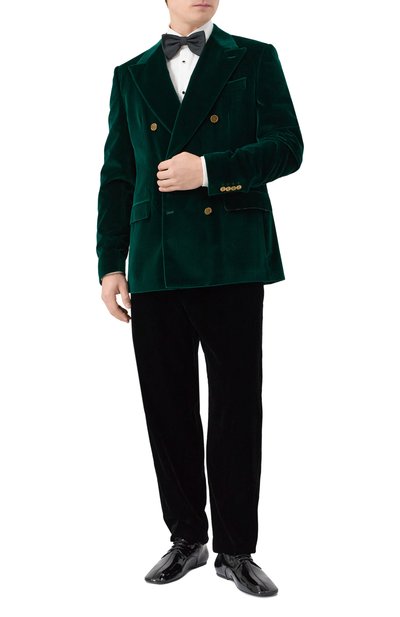 Бархатный пиджак DOLCE & GABBANA темно-зеленого цвета по цене 385500 руб., арт. G2TV8T/FUVKR, фото 2 Бархатный пиджак DOLCE & GABBANA, арт. G2TV8T/FUVKR, фото 2
