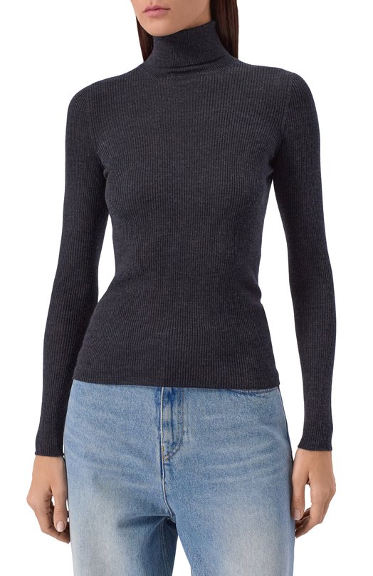 Водолазка из шерсти и шелка Agnona K208058E/1D180NE Серый  K208058E/1D180NE Фото 3