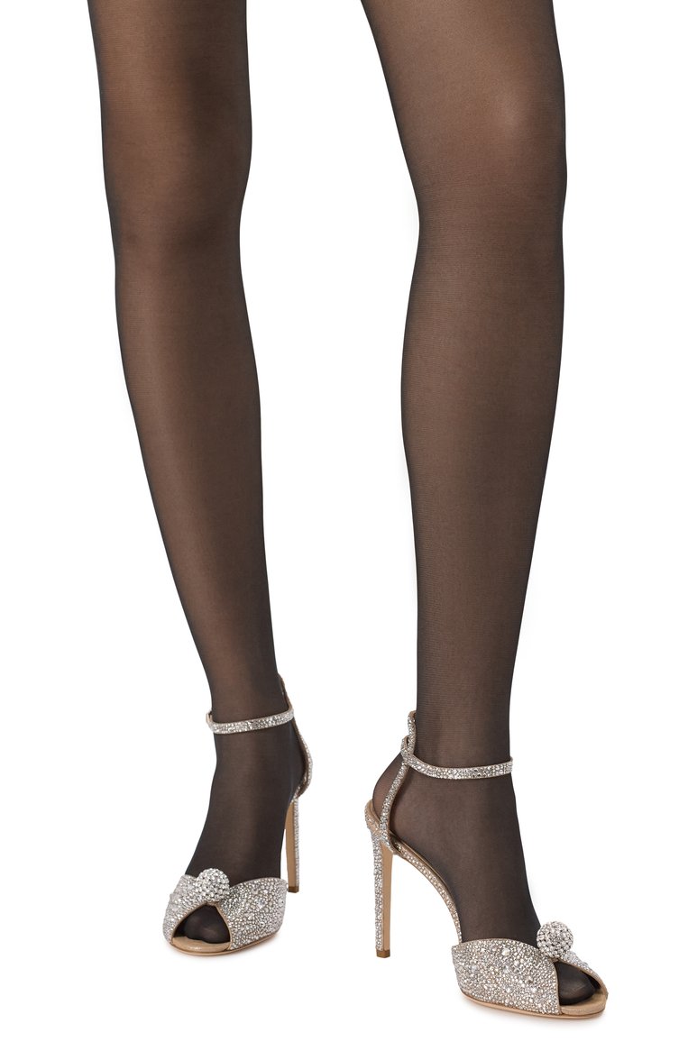Женские кожаные босоножки sacora 100 JIMMY CHOO серебряного цвета, арт. SAC0RA 100/PHZ | Фото 3 (Подошва: Плоская; Материал внешний: Натуральная кожа; Каблук высота: Высокий; Материал внутренний: Натуральная кожа; Каблук тип: Шпилька)
