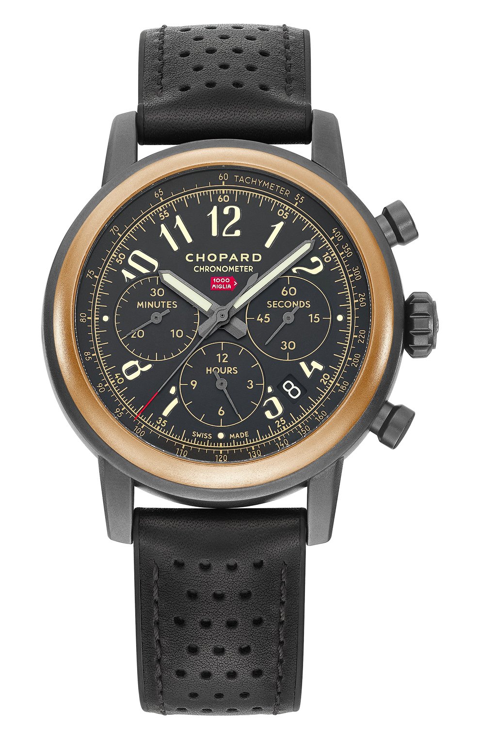 Мужские часы mille miglia chronograph rose gold dlc coated steel CHOPARD бесцветного цвета, арт. 168589-6002 | Фото 1 (Механизм: Автомат; Материал корпуса: Розовое золото, Сталь; Региональные ограничения белый список (Axapta Mercury): Не проставлено; Цвет циферблата: Чёрный; Нос: Не проставлено)