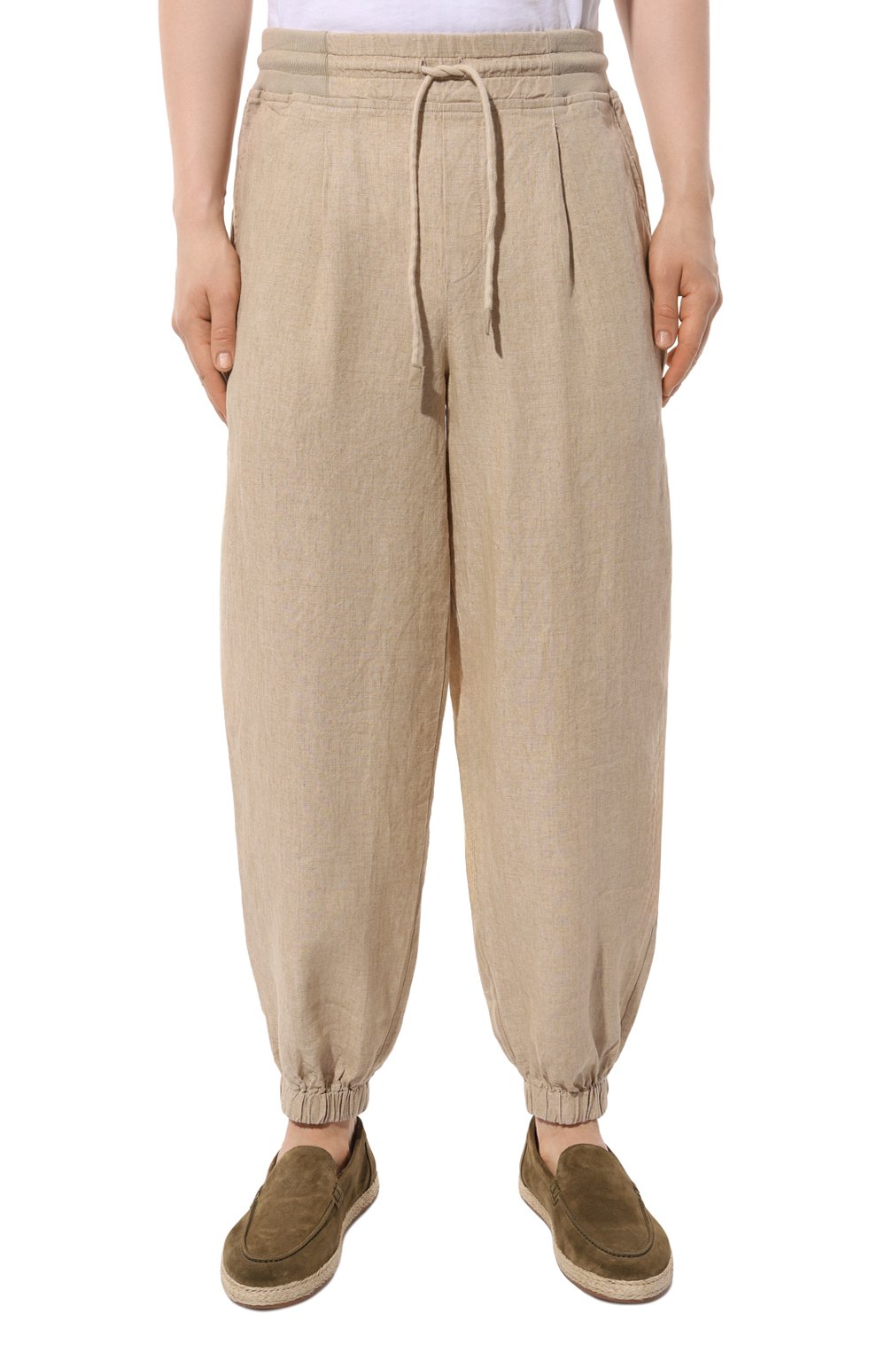 Льняные джоггеры GRAN SASSO бежевого цвета по цене 39650 руб., арт. 76108/50612, фото 3 Льняные джоггеры GRAN SASSO, арт. 76108/50612, фото 3