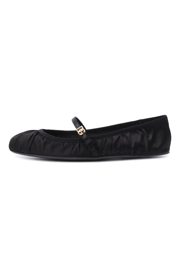 Женские текстильные балетки vally DOLCE & GABBANA черного цвета, арт. CB0257/AD160 | Фото 4 (Автоматизация ТО: Проставлено; Подошва: Плоская; Автоматизация состава: Проставлено; Материал внешний: Текстиль; Материал внутренний: Натуральная кожа)