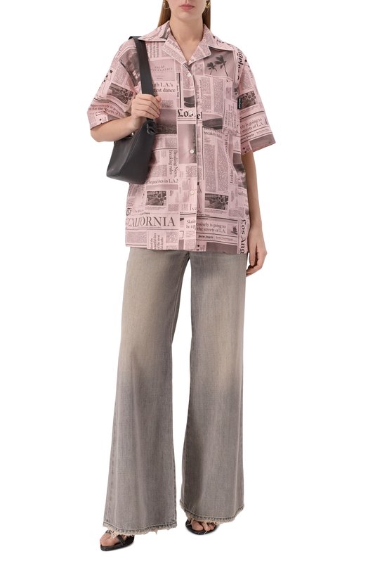 Хлопковая рубашка Palm Angels PWGG009F25FAB001 Розовый  PWGG009F25FAB001 Фото 2