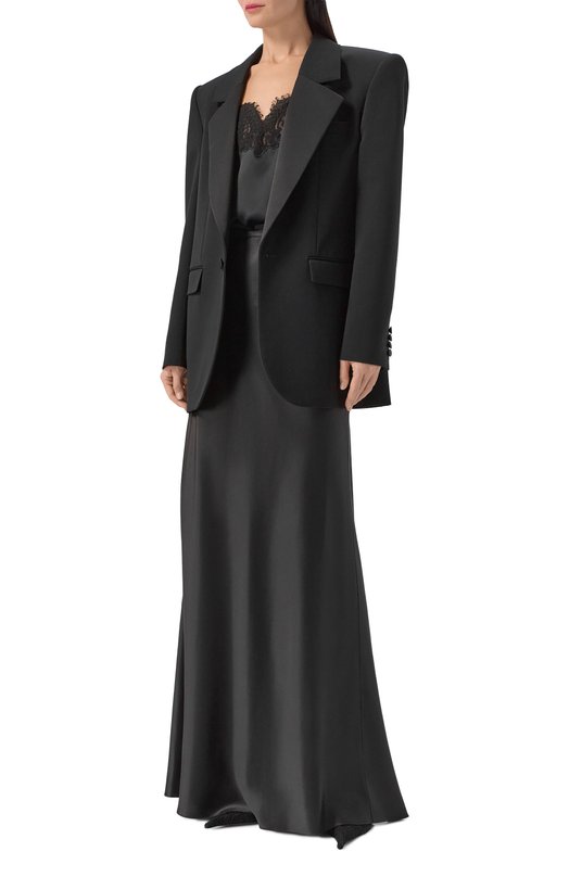 Атласная юбка Saint Laurent 845050/Y7G27 Чёрный  845050/Y7G27 Фото 2