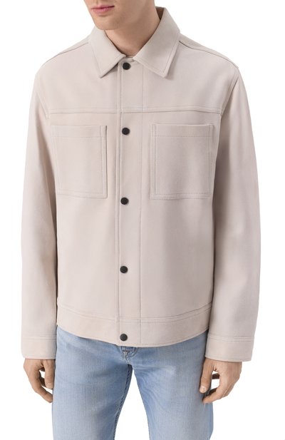 Замшевая куртка-рубашка BOSS ORANGE светло-бежевого цвета по цене 74800 руб., арт. 50537118, фото 3 Замшевая куртка-рубашка BOSS ORANGE, арт. 50537118, фото 3