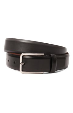 Мужской кожаный ремень SANTONI темно-серого цвета, арт. CM35VS003B91EVVD | Фото 1 (Нос: Не проставлено; Материал: Натуральная кожа; Случай: Формальный)