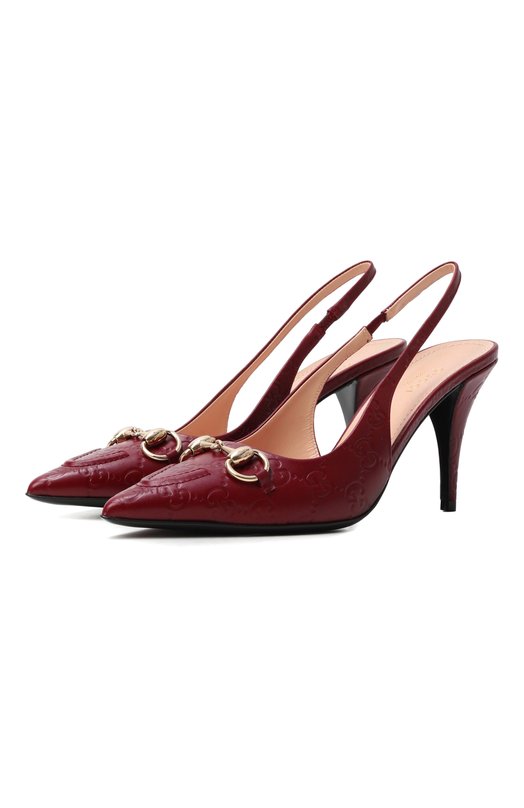Кожаные туфли Horsebit Gucci 792065/AAEGJ Бордовый 792065/AAEGJ