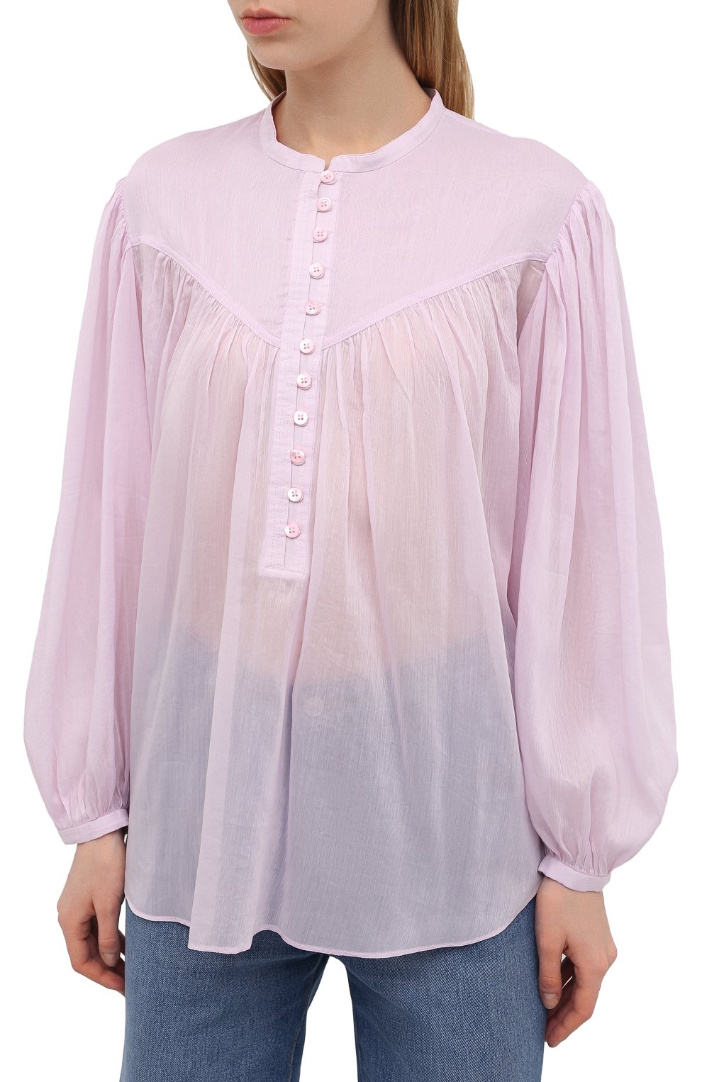 Хлопковая блузка ISABEL MARANT светло-розового цвета по цене 64750 руб., арт. HT2066-21E025I/KILEDIA, фото 3 Хлопковая блузка ISABEL MARANT, арт. HT2066-21E025I/KILEDIA, фото 3