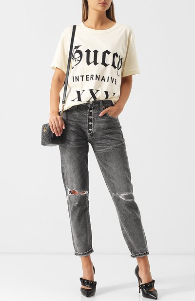 Хлопковая футболка с круглым вырезом и принтом GUCCI, арт. 492347/X3P07, фото 2