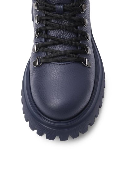 Кожаные ботинки DOLCE & GABBANA темно-синего цвета по цене 84200 руб., арт. DA5362/A0722_001, фото 4 Кожаные ботинки DOLCE & GABBANA, арт. DA5362/A0722_001, фото 4