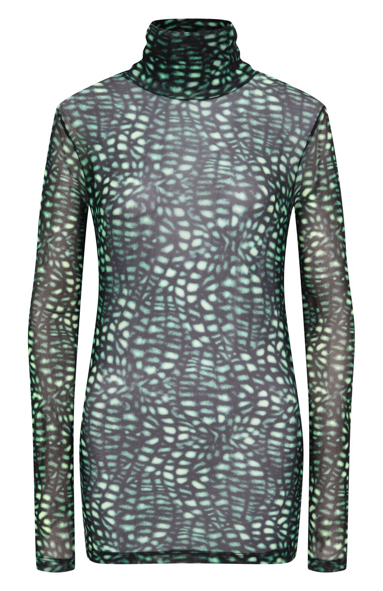 Женская водолазка DRIES VAN NOTEN зеленого цвета, арт. 251-011159-1619 | Фото 1 (Материал внешний: Синтетический материал; Длина (для топов): Стандартные; Рукава: Длинные; Стили: Минимализм; Автоматизация состава: Проставлено; Автоматизация ТО: Проставлено)