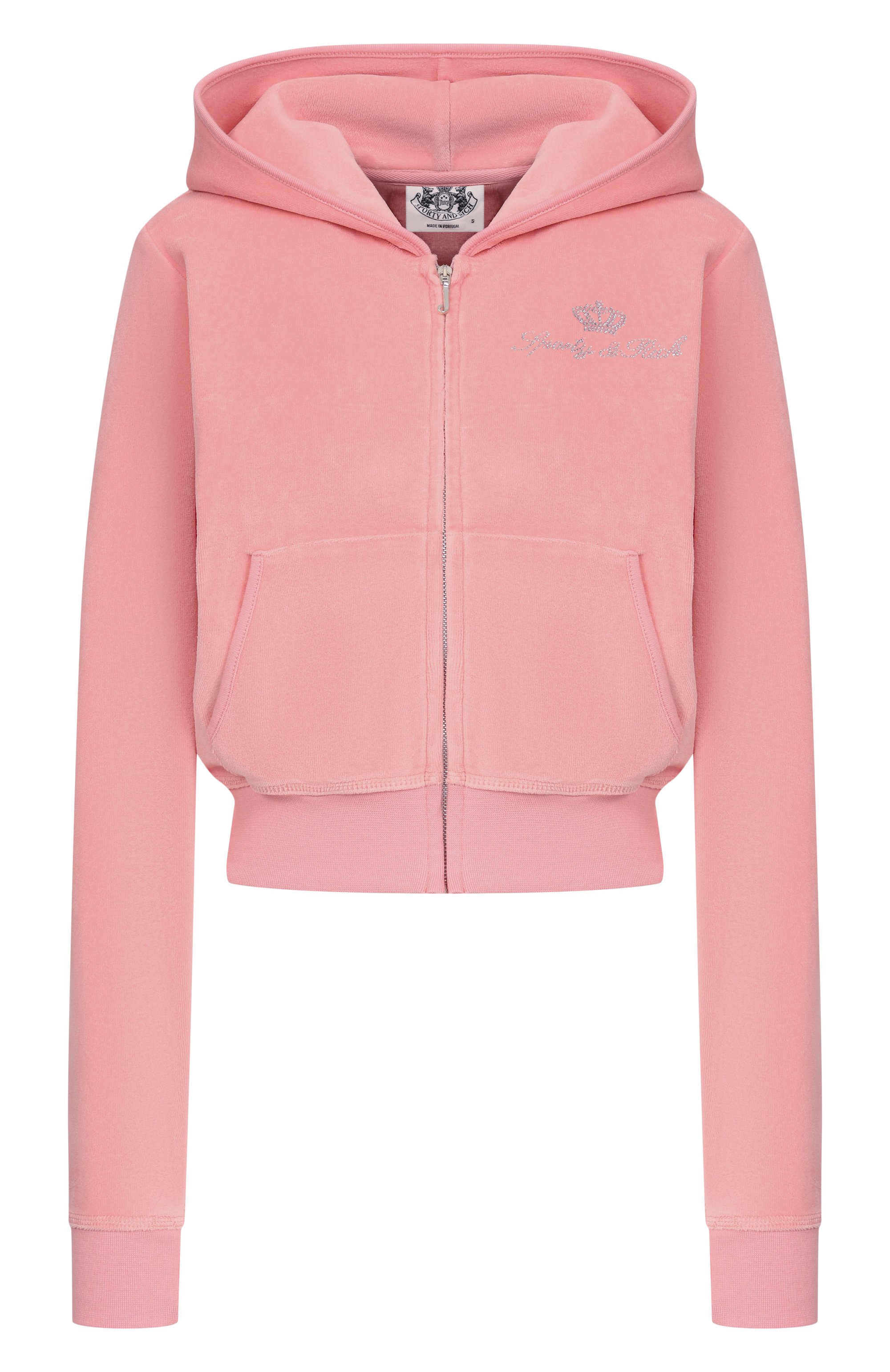 Хлопковая толстовка SPORTY AND RICH розового цвета по цене 38600 руб., арт. CA046716689PI07/JUICY SCRIPT VEL0UR ZIP H00DIE, фото 1 Хлопковая толстовка SPORTY AND RICH, арт. CA046716689PI07/JUICY SCRIPT VEL0UR ZIP H00DIE, фото 1