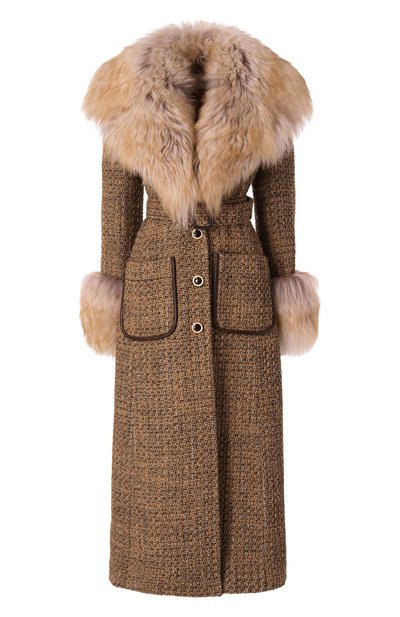 Твидовое пальто с меховой отделкой VALENTINO, арт. 6B3CA7I590M, фото 1