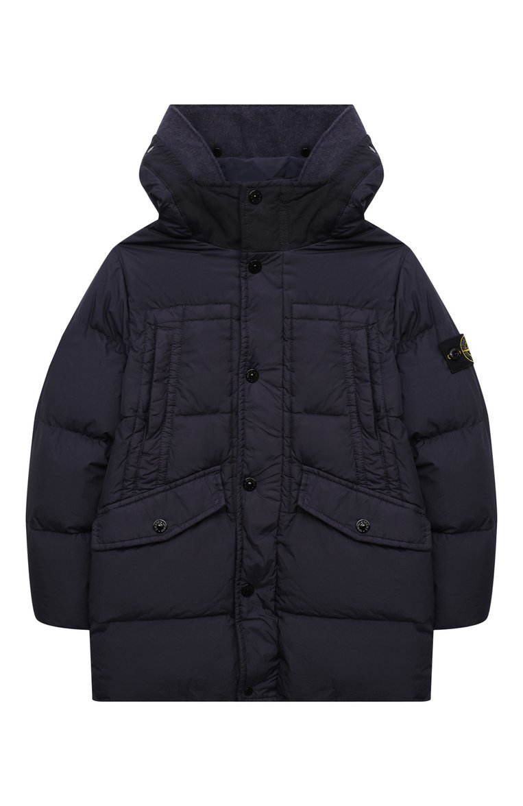 Д�етского пуховая куртка STONE ISLAND темно-синего цвета, арт. 751640533/6-8 | Фото 1 (Рукава: Длинные; Материал внешний: Синтетический материал; Материал утеплителя: Пух и перо; Материал подклада: Синтетический материал; Кросс-КТ: Зима; Мальчики-школьная форма: Верхняя одежда; Материал сплава: Проставлено; Региональные ограничения белый список (Axapta Mercury): Не проставлено; Драгоценные камни: Проставлено)