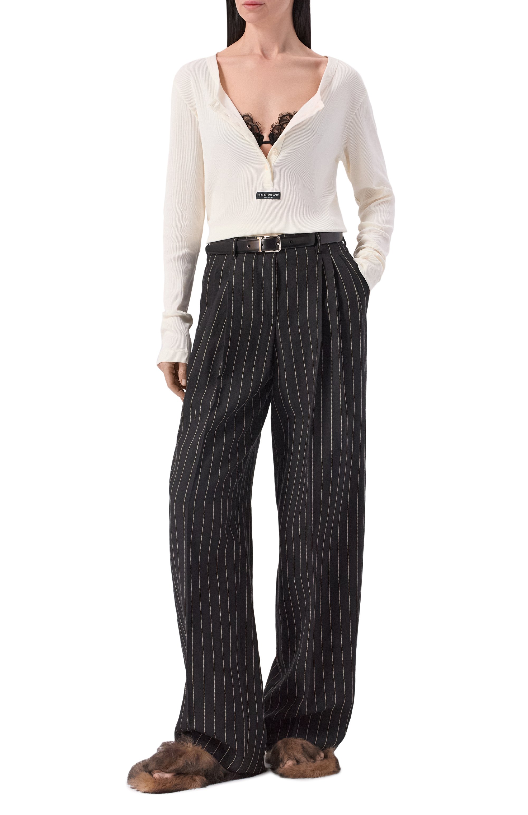 Брюки изо льна и шерсти DOLCE & GABBANA, арт. FTDMIT/FR3F2, фото 2