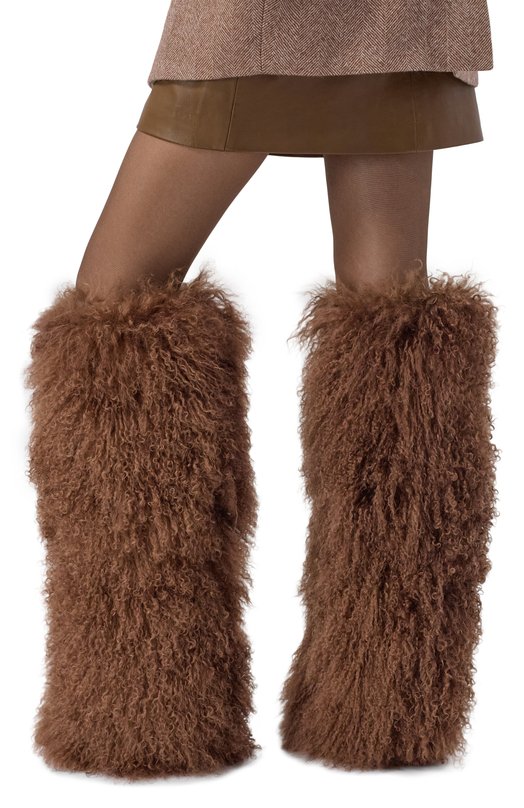 Меховые сапоги Furry Stiletto 105 из овчины Paris Texas PX1072/XMNFR Коричневый  PX1072/XMNFR Фото 2