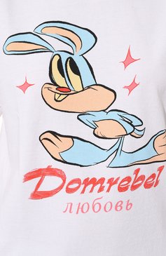 Женская хлопковая футболка DOMREBEL белого цвета, арт. BUNNY L0VE/T-SHIRT | Фото 5 (Рукава: Короткие; Длина (для топов): Стандартные; Принт: С принтом; Материал сплава: Проставлено; Материал внешний: Хлопок; Женское Кросс-КТ: Футболка-од�ежда; Драгоценные камни: Проставлено; Стили: Кэжуэл)