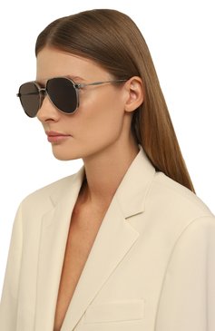 Женские солнцезащитные очки ALEXANDER MCQUEEN черного цвета, арт. AM0373S 001 | Фото 2 (Нос: Не проставлено; Региональные ограничения белый список (Axapta Mercury): Не проставлено; Материал: Металл; Тип очков: С/з; Очки форма: Авиаторы; Оптика Гендер: оптика-унисекс)