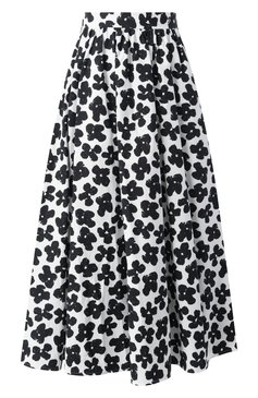 Женская хлопковая юбка MSGM черно-белого цвета, арт. 3841MDD28X/257153 | Фото 1 (Драгоценные камни: Проставлено; Длина Ж (юбки, платья, шорты): Миди; Материал сплава: Проставлено; Кросс-КТ: костюм; Стили: Романтичный; Материал внешний: Хлопок)